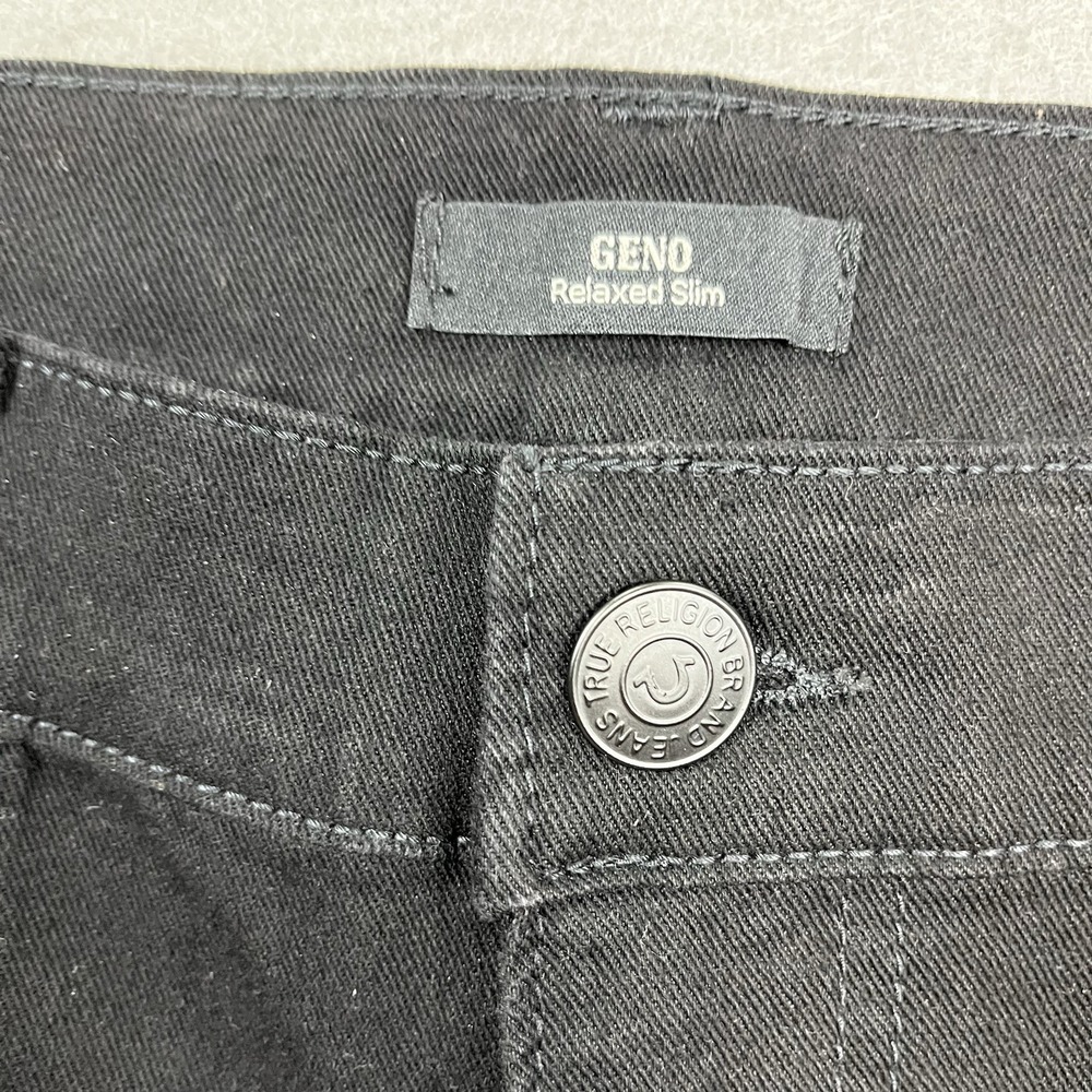 True Religion Jeans Mens 36x32 Black Denim Pants Geno Relaxed Slim Fit - Picture 7 of 14